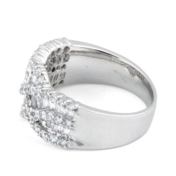 Sterling Silver Elegant Wave Pattern Clear CZ Ring New - Picture 4 of 4